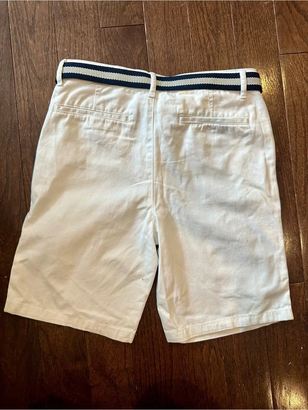 NWT The Children’s Place White Chino Shorts w/ Navy Stripe Belt | Boys Size 14